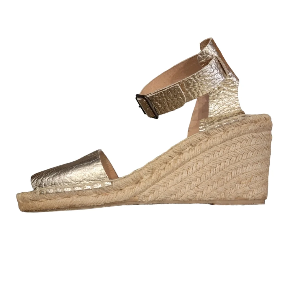 J Crew Gold Pebbled Leather Espadrille - Picture 5 of 6